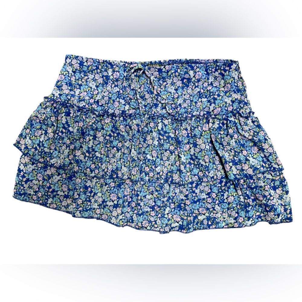 Wild Fable, Floral & Flowy Mini Layered Skirt, Blue/Yellow/Pink, Large, NWT